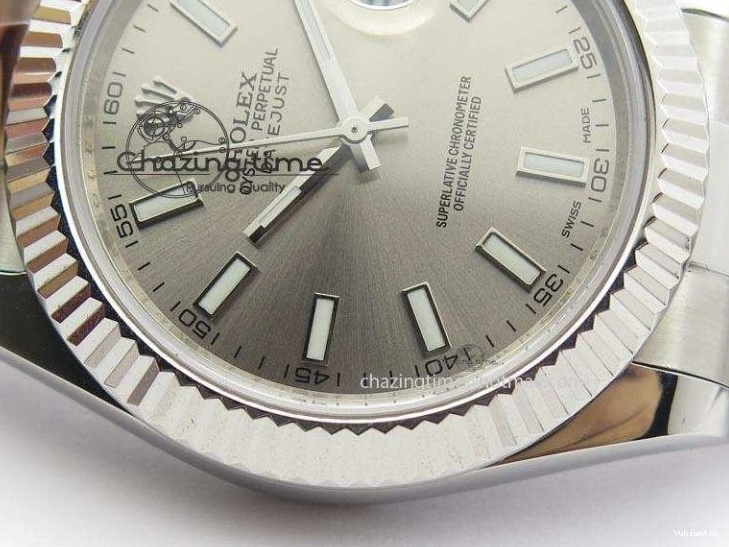 SS II 116334 On Sliver Sticks Dial Markers 41mm A3136 SS Gray Datejust Bracelet 0405